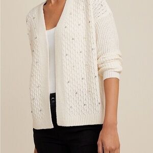 Maurice’s Womens Cream Rhinestone Embellished Cardigan Sweater New XSmall